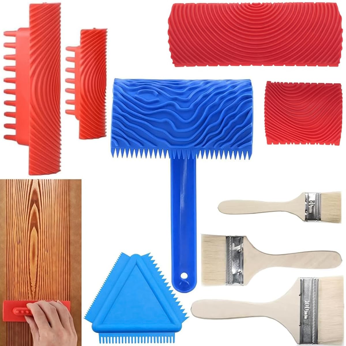 Serplex 9Pcs Paint Roller Tool Kit with Paint Brushes Spiral Grain Paint Roller Tools Spray Paint Graining Tools Multi Sizes Rubber Graining Roller Tools for Wall, DIY Wooden Craft, Art Painting Serplex 9Pcs Paint Roller Tool Kit with Paint Brushes Spiral Grain Paint Roller Tools Spray Paint Graining Tools Multi Sizes Rubber Graining Roller Tools for Wall, DIY Wooden Craft, Art Painting